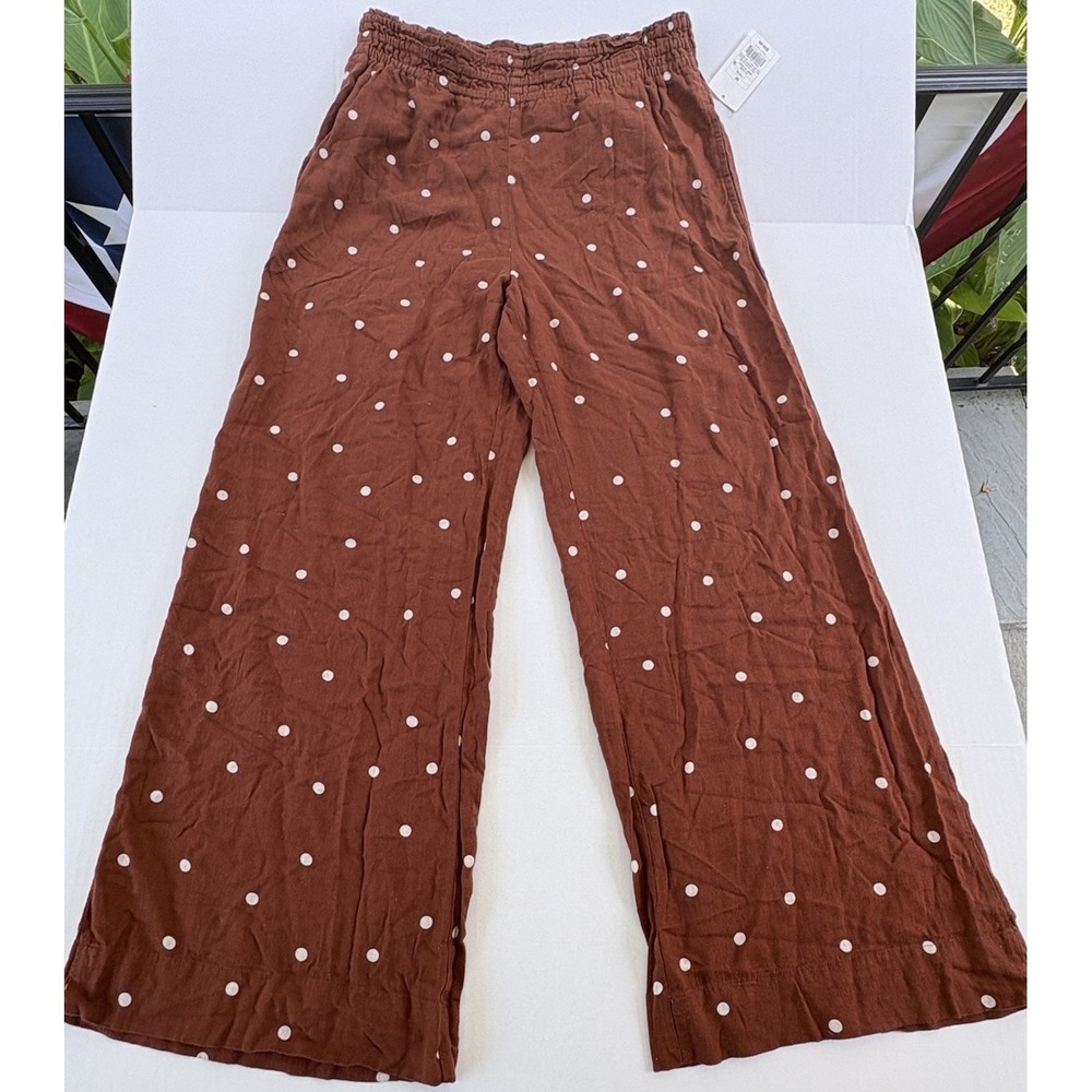 A New Day Women's High-Rise Linen Wide Leg Pull-On Pants Brown NWT
